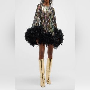 Bronx and Bronco Sequin Mini Feather Dress